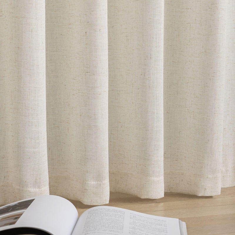 VOILYBIRD Palma Natural Linen Blended Sheer Curtains 84 Inches Long Bronze Grommet for Bedroom (Natural, 52" W x 84" L, 2 Panels) - Image 4